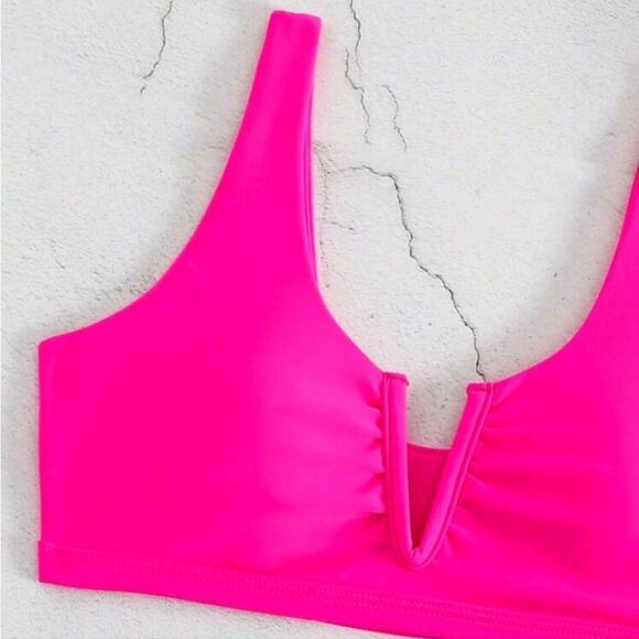 Swim Sale Pink V-Shaped Two Peice Bikini in Magenta size M - Picture 15 of 16